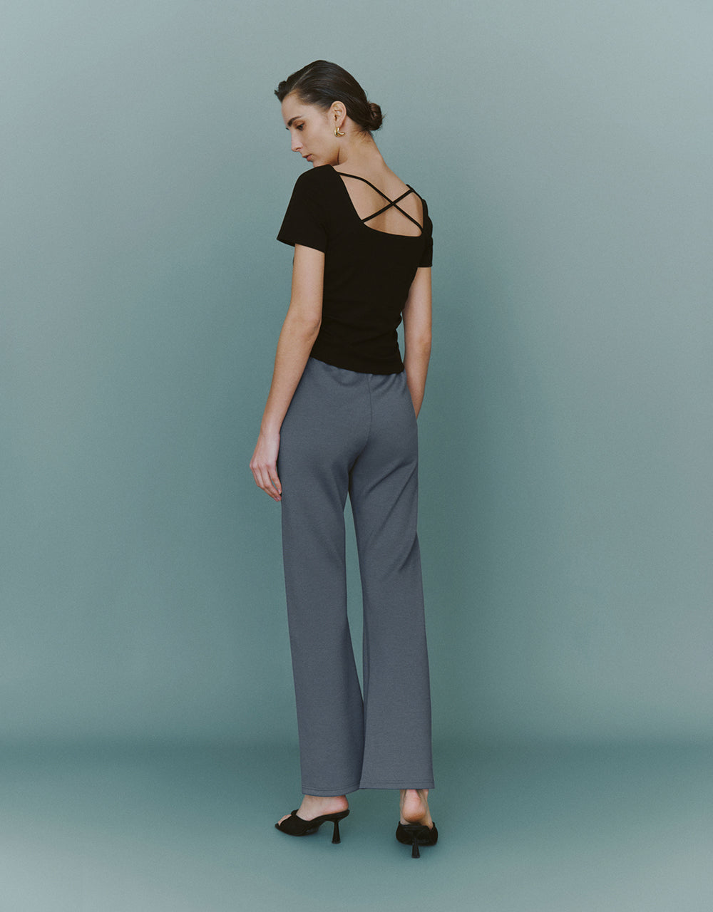 Elastic Waist Knitted Flare Pants