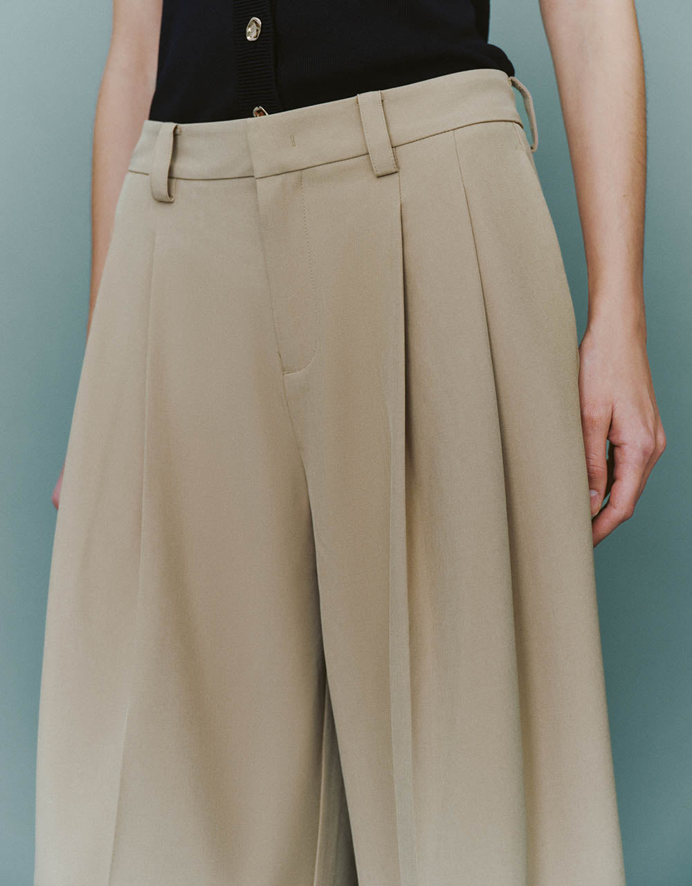 Tailored Long Wide-Leg Pants