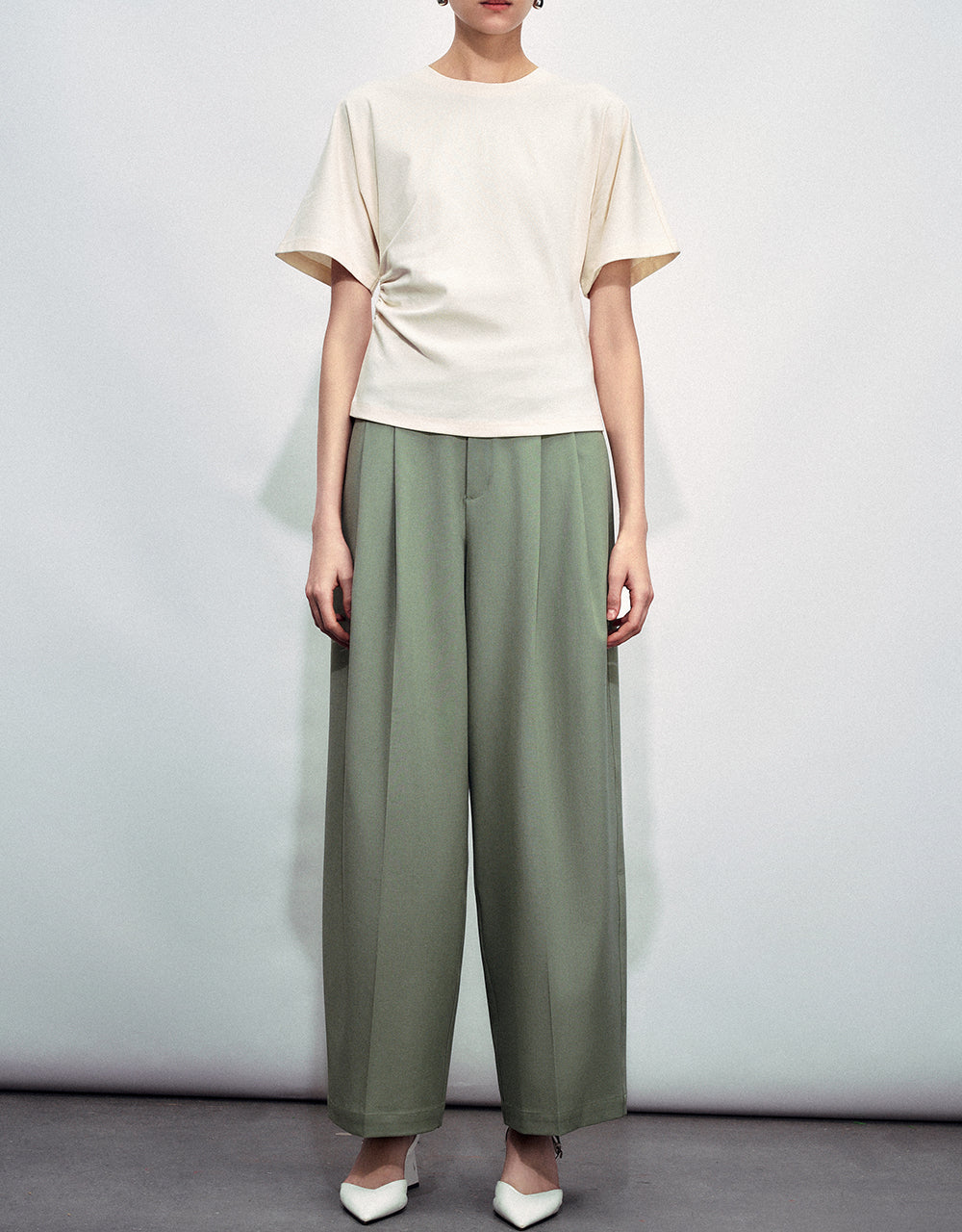 Tailored Long Wide-Leg Pants