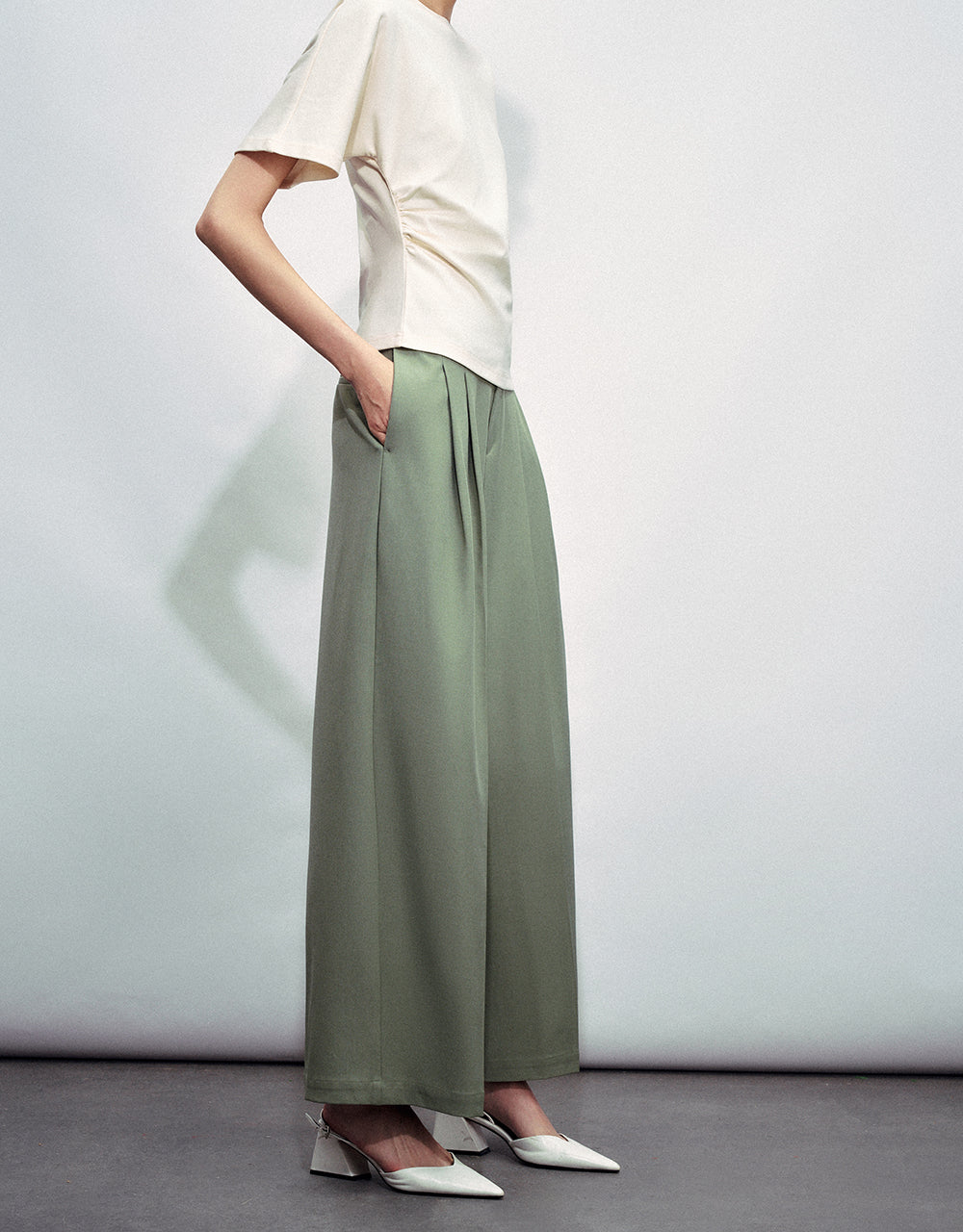 Tailored Long Wide-Leg Pants