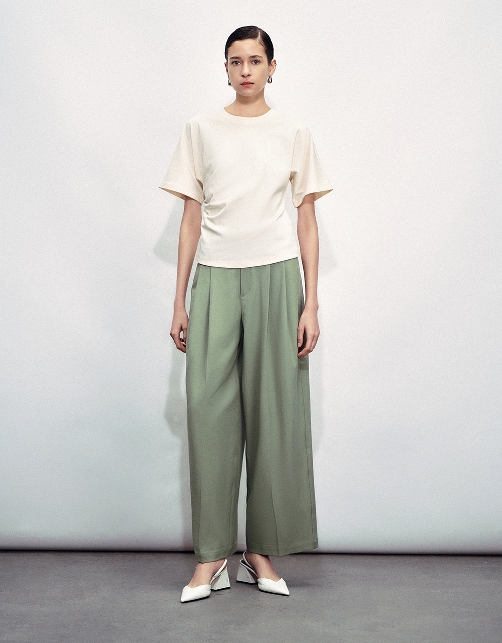 Tailored Long Wide-Leg Pants