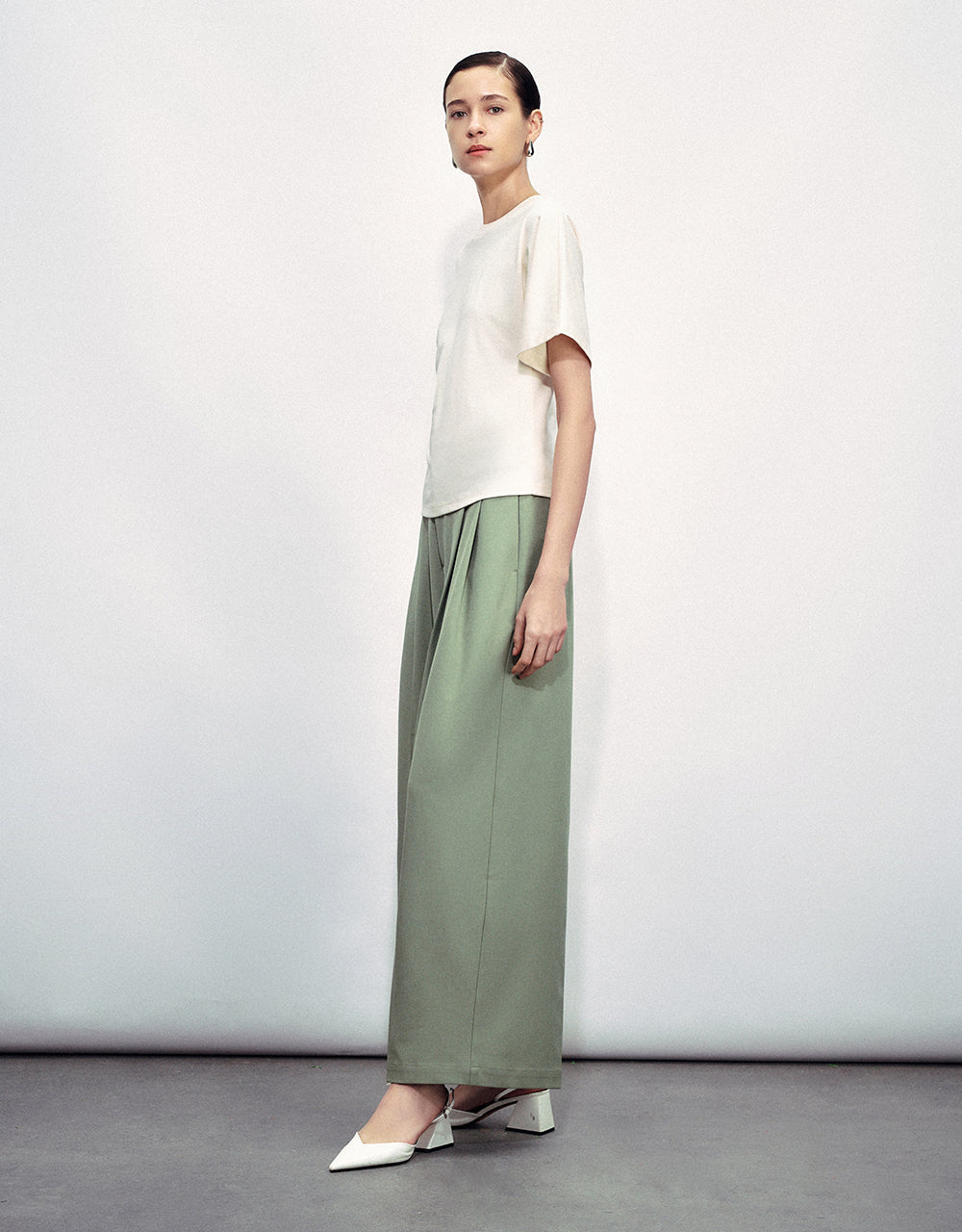 Tailored Long Wide-Leg Pants