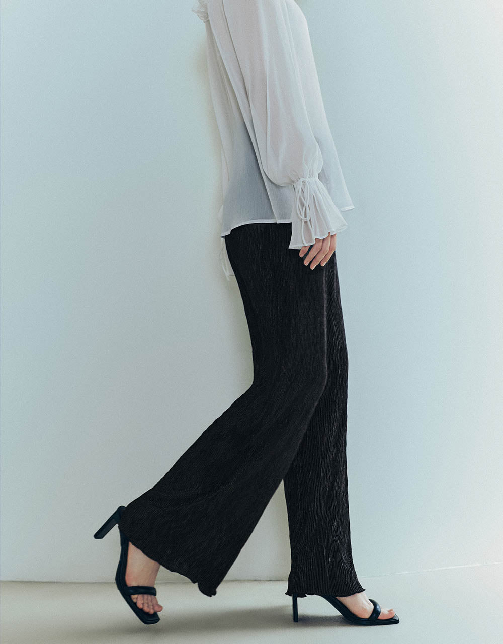 Drawstring Waist Knitted Wide-Leg Pants