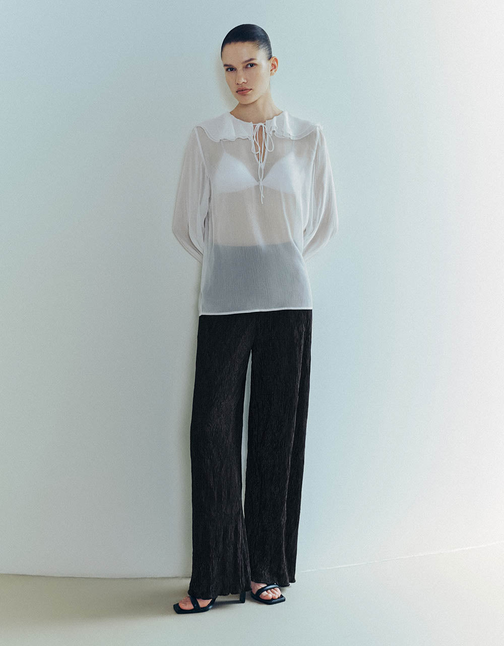 Drawstring Waist Knitted Wide-Leg Pants