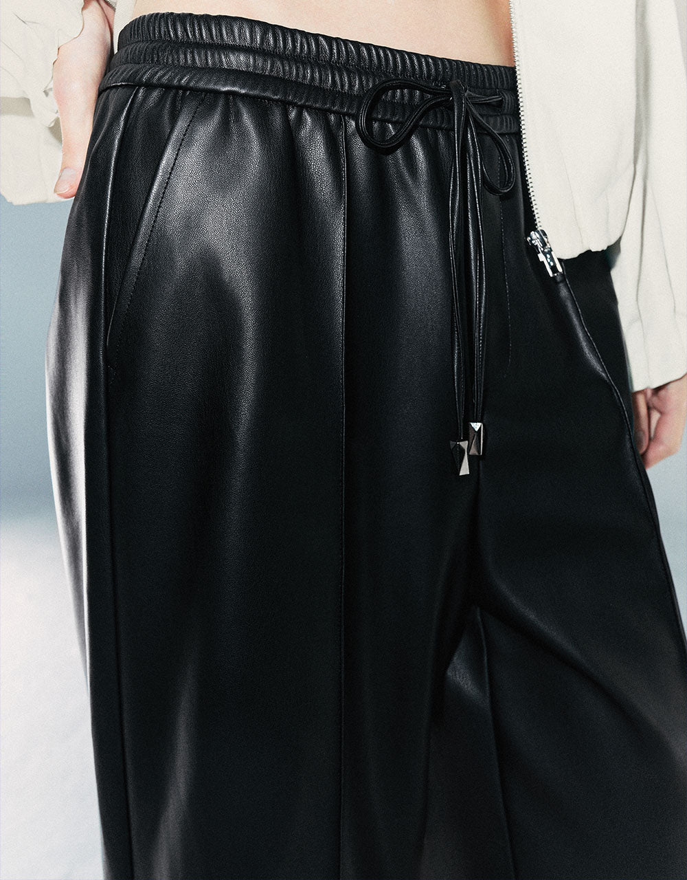 Drawstring Waist Wide-Leg Pants