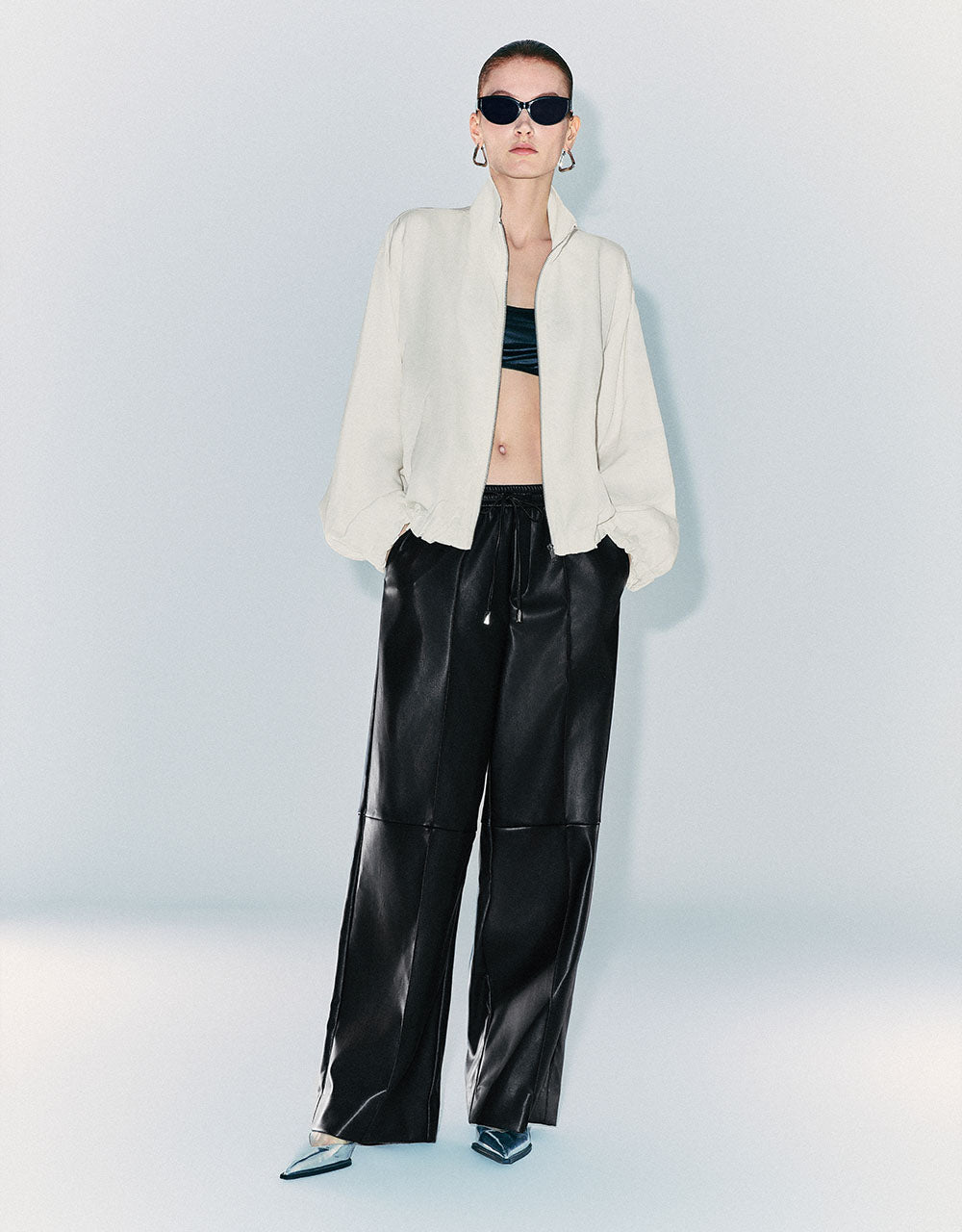 Drawstring Waist Wide-Leg Pants