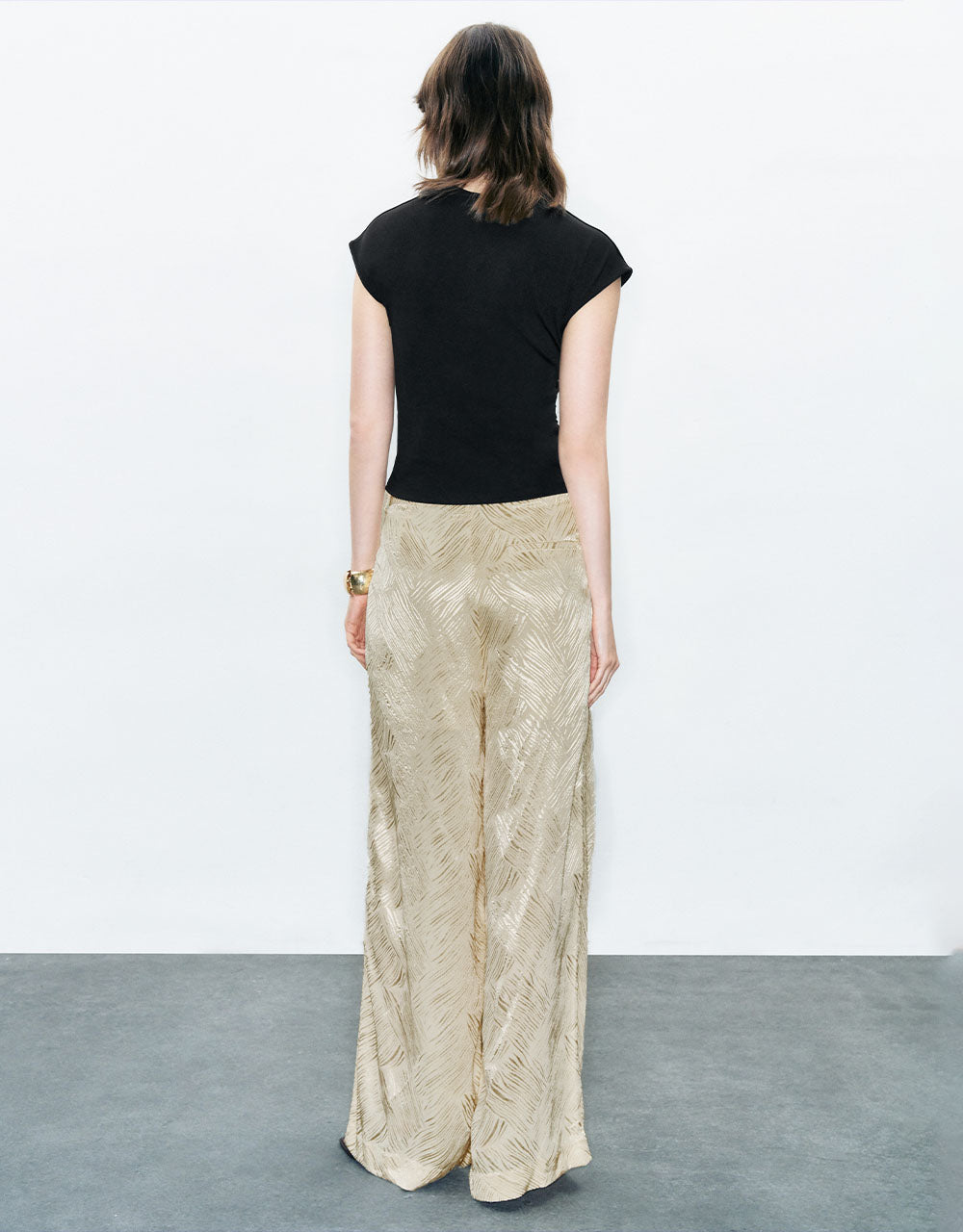 Embossed Wide-Leg Pants