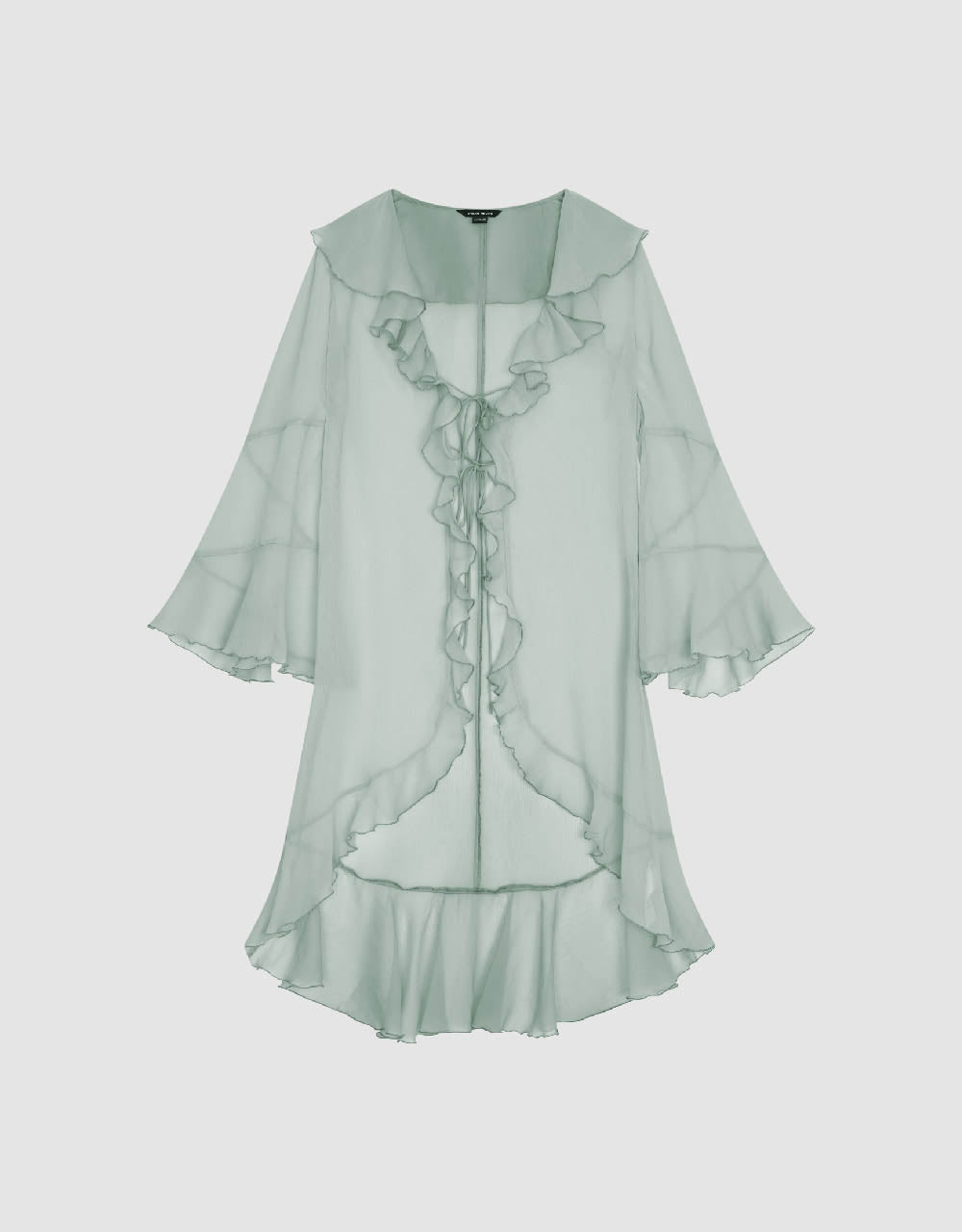 Butterfly Sleeve Ruffle V-Neck A-Line Dress