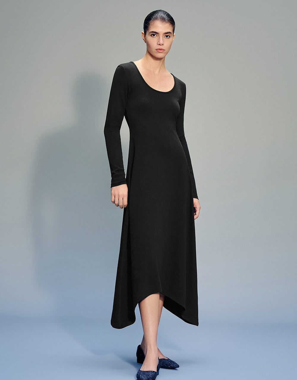 Standard Sleeve U Neck A-Line Dress