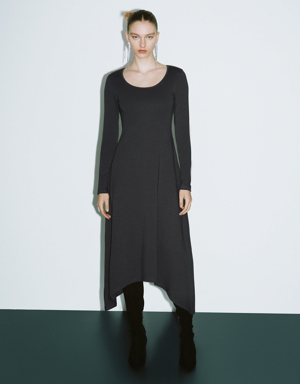 Standard Sleeve U Neck A-Line Dress