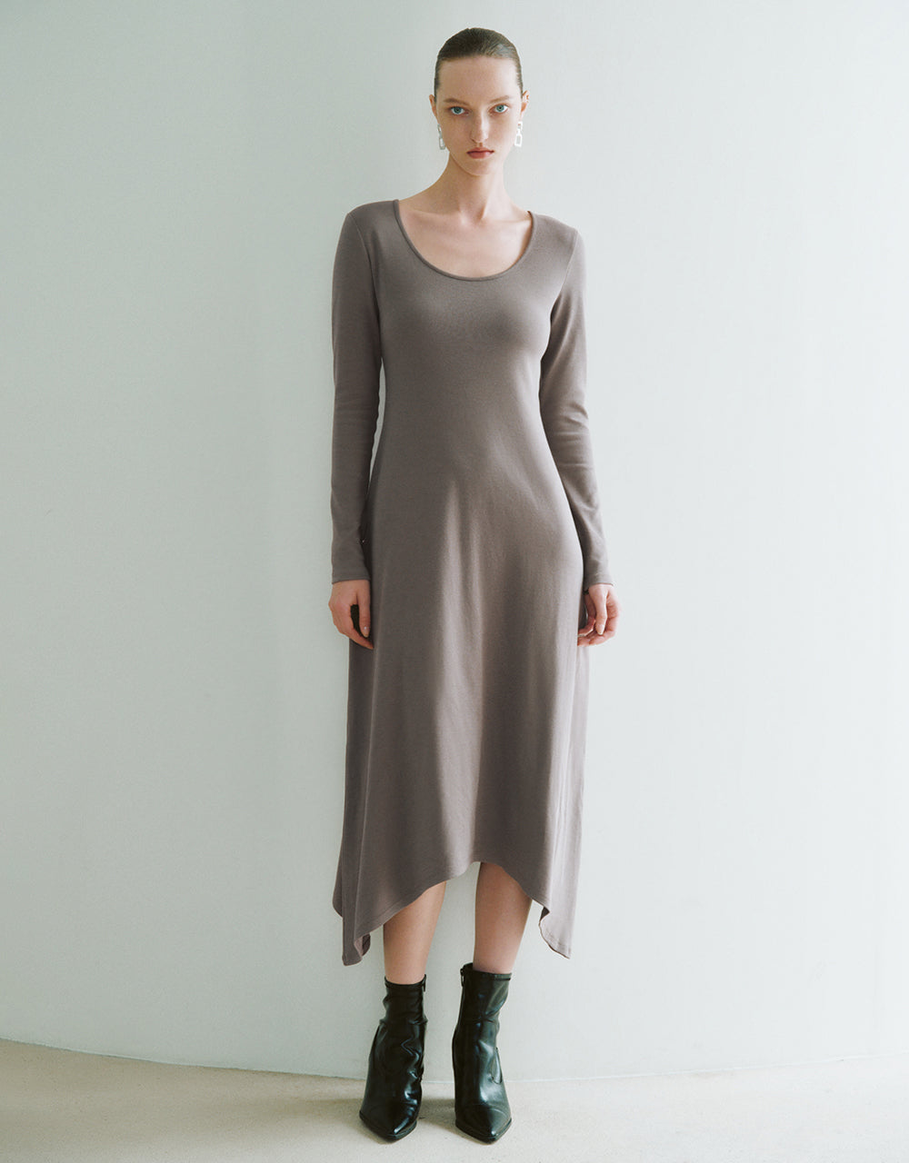 Standard Sleeve U Neck A-Line Dress