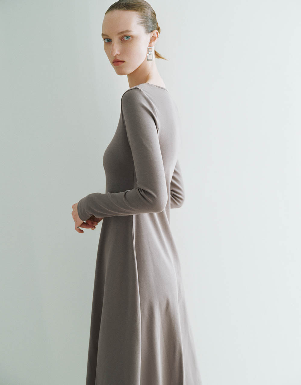 Standard Sleeve U Neck A-Line Dress