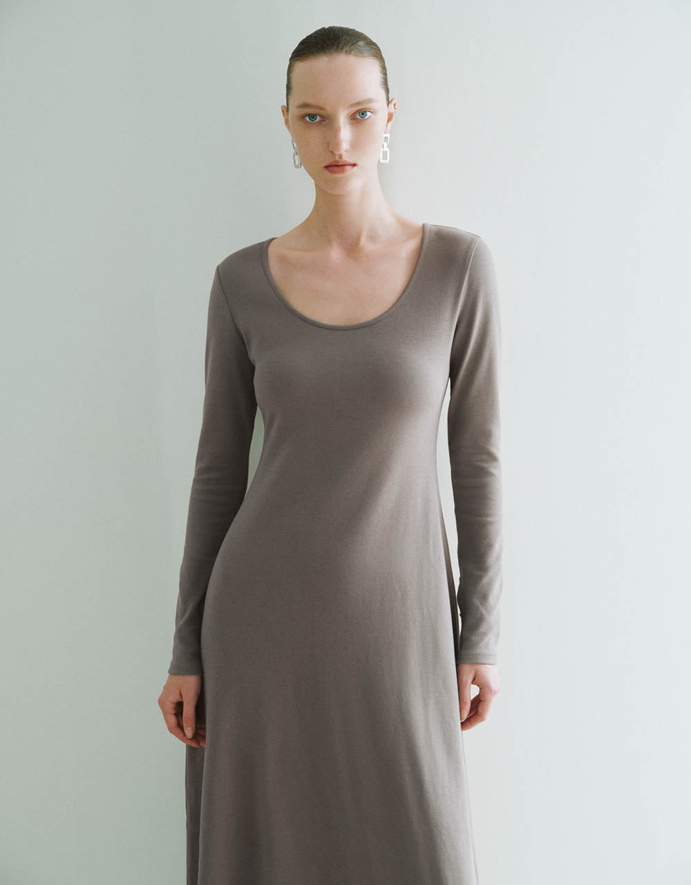 Standard Sleeve U Neck A-Line Dress