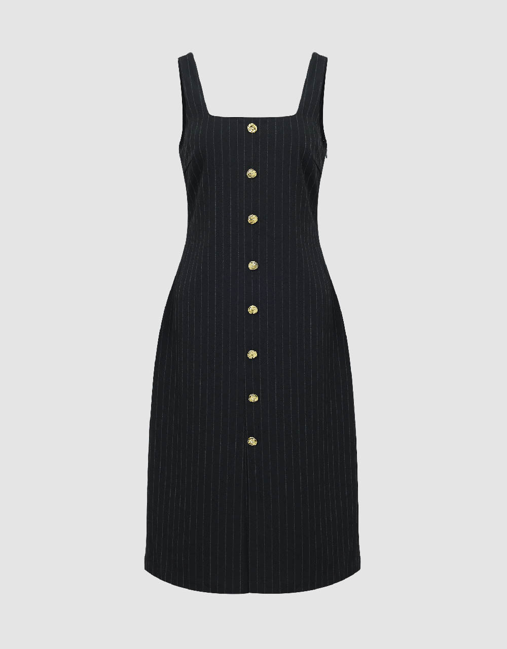 Sleeveless Square-Cut Collar Straight Dress