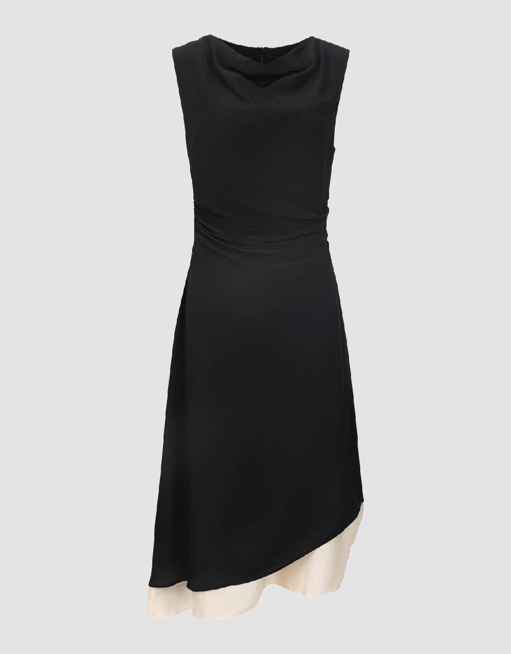 Asymmetric Sleeveless Cowl Neck A-Line Dress