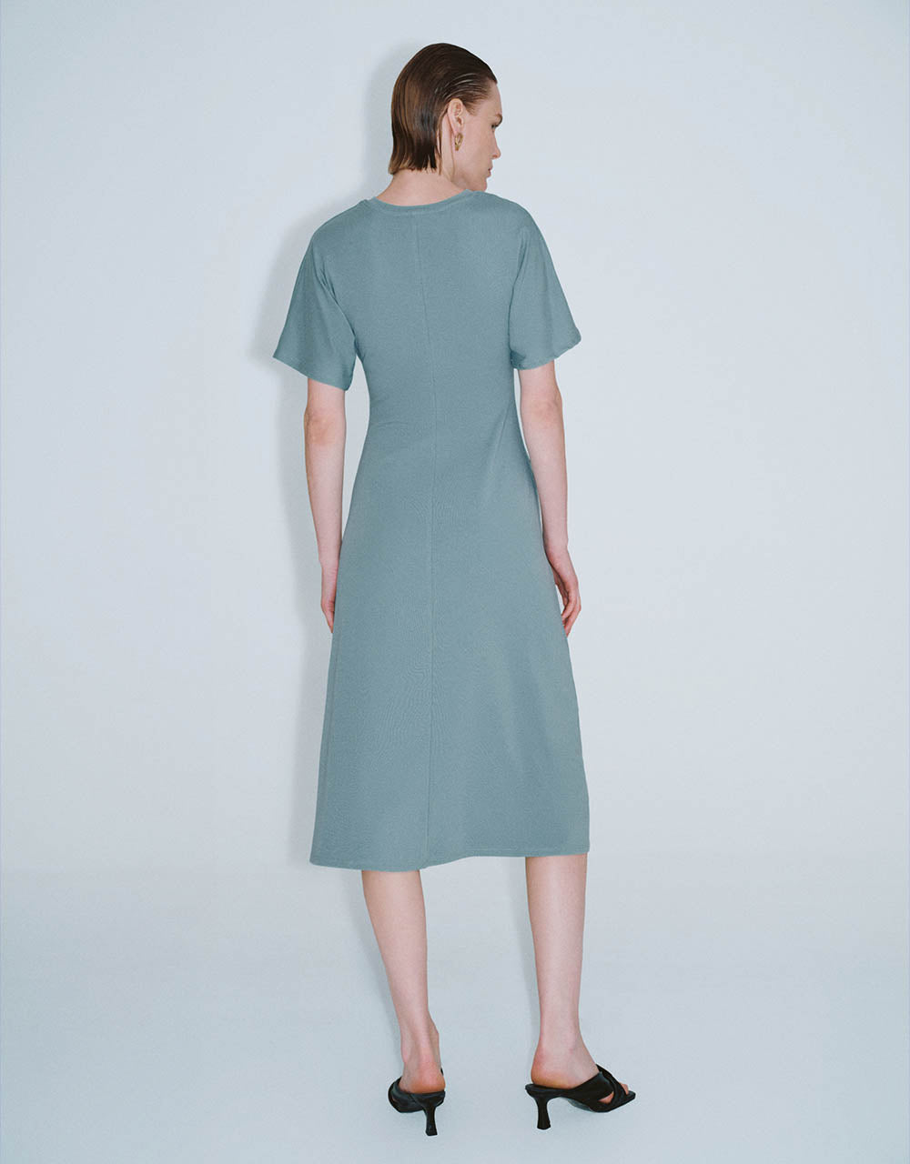 Ruched Crew Neck A-Line Dress