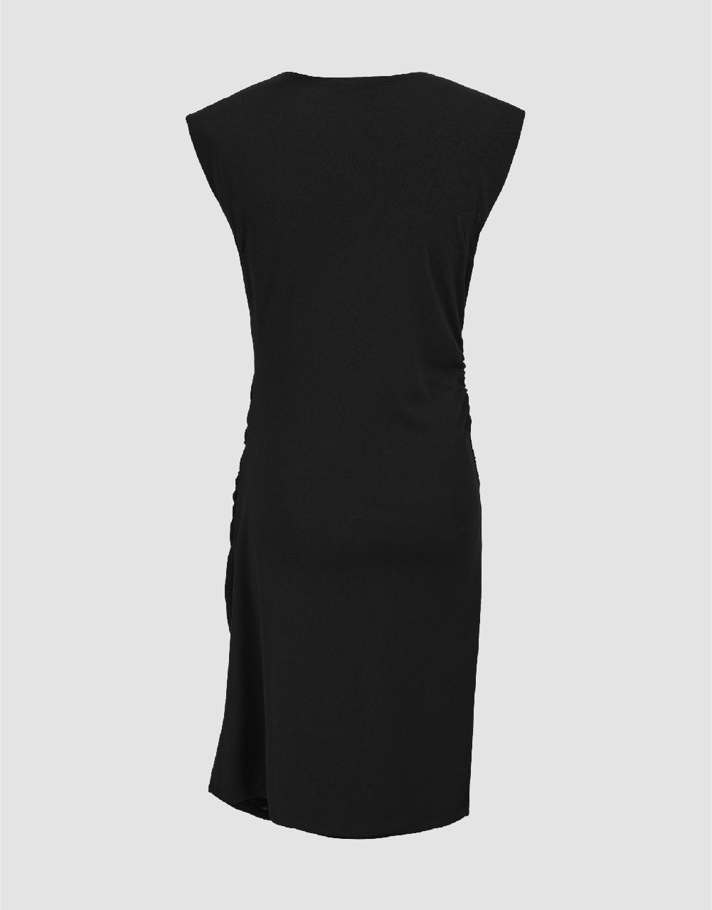 Ruched Sleeveless Crew Neck Skinny Dress