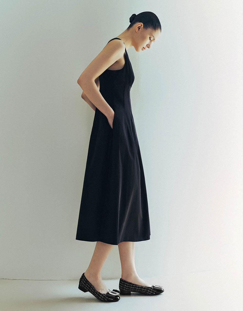 Sleeveless Square-cut Collar A-Line Dress