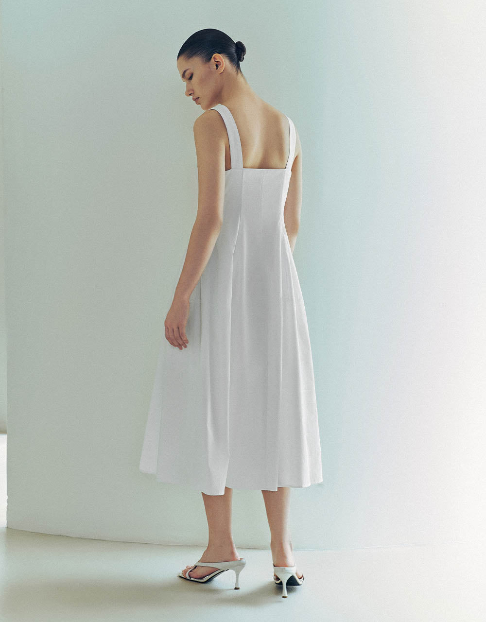 Sleeveless Square-cut Collar A-Line Dress