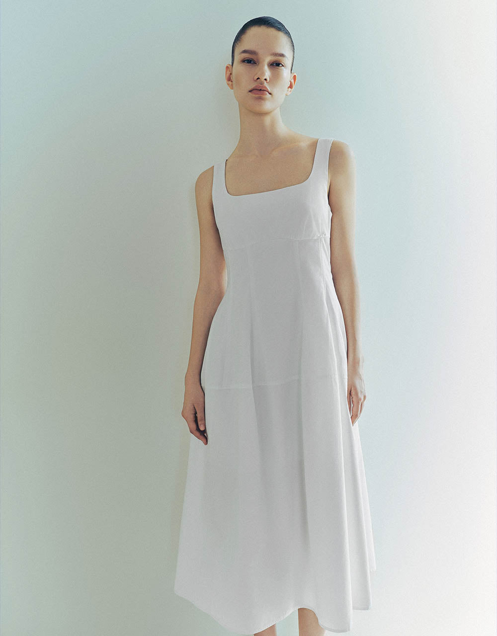 Sleeveless Square-cut Collar A-Line Dress