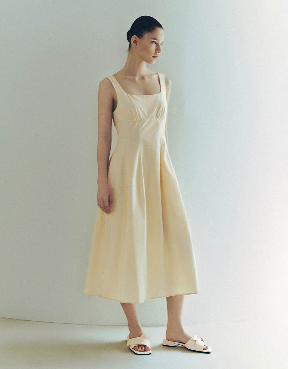 Sleeveless Square-cut Collar A-Line Dress