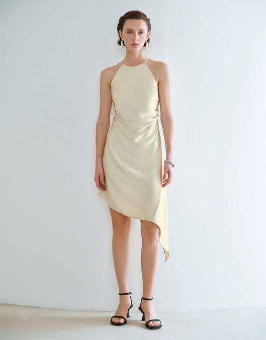 Sleeveless Halter Neck A-Line Dress