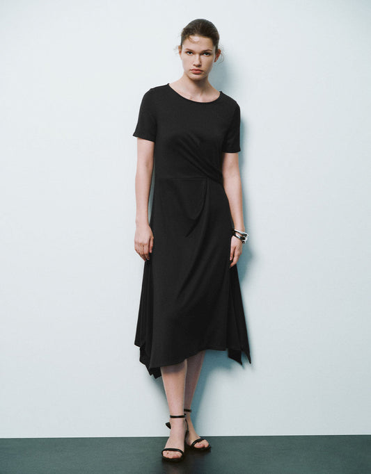 Twist Crew Neck A-Line Dress