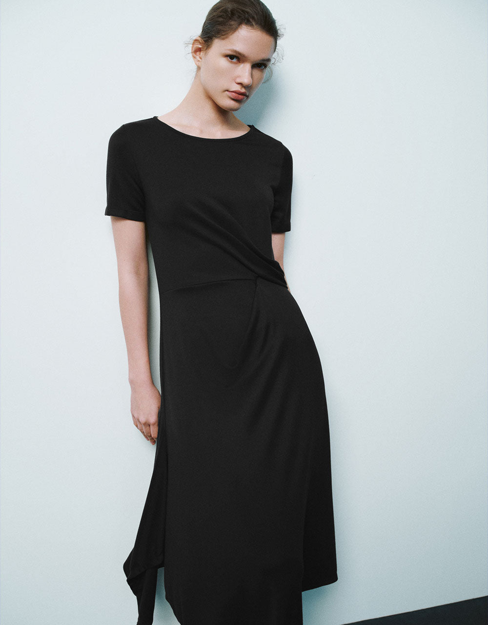 Twist Crew Neck A-Line Dress