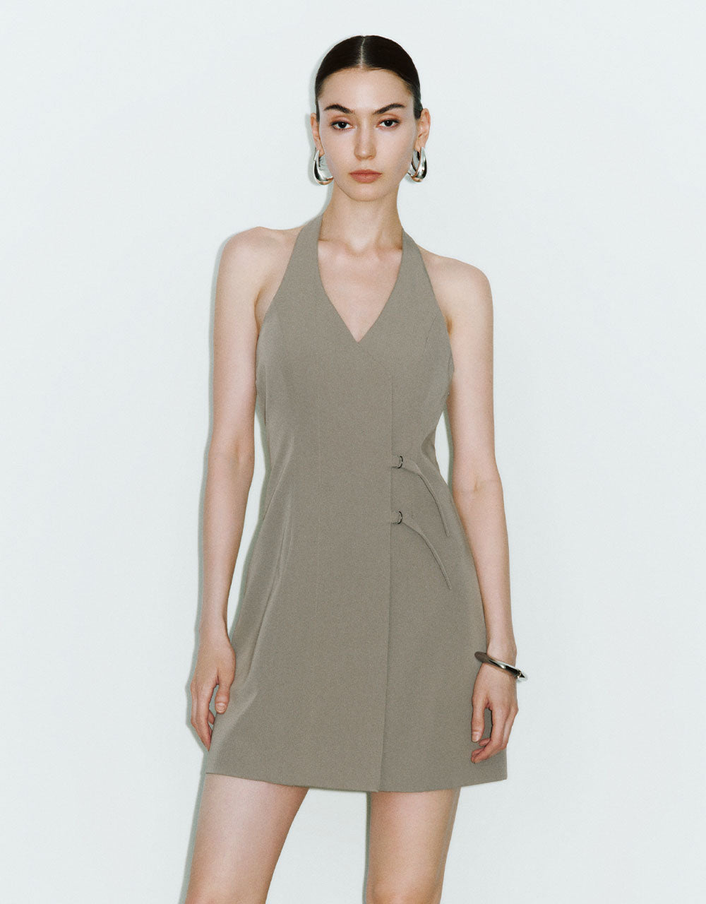 Sleeveless Halter Neck A-Line Dress