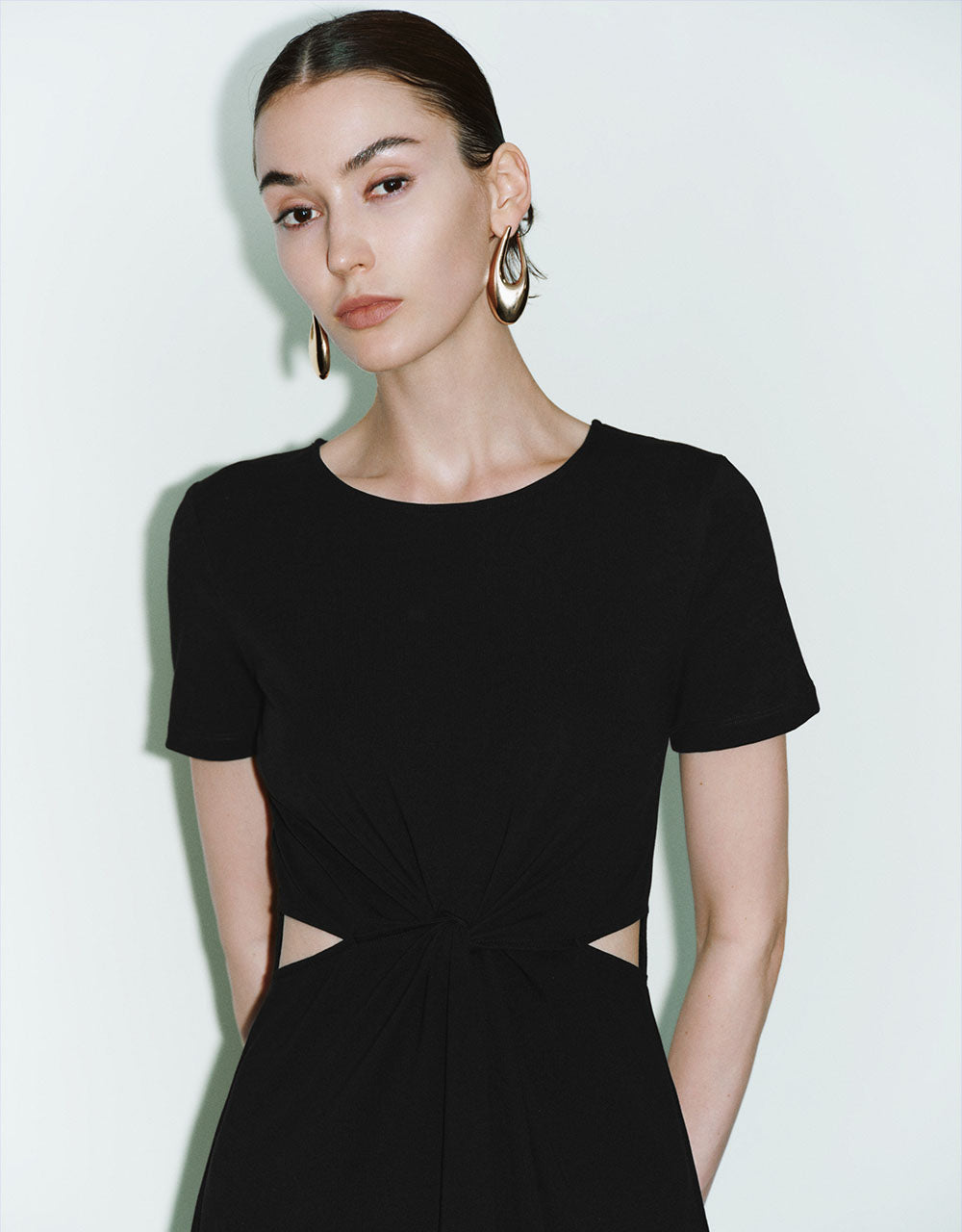 Cut-Out Crew Neck A-Line Dress