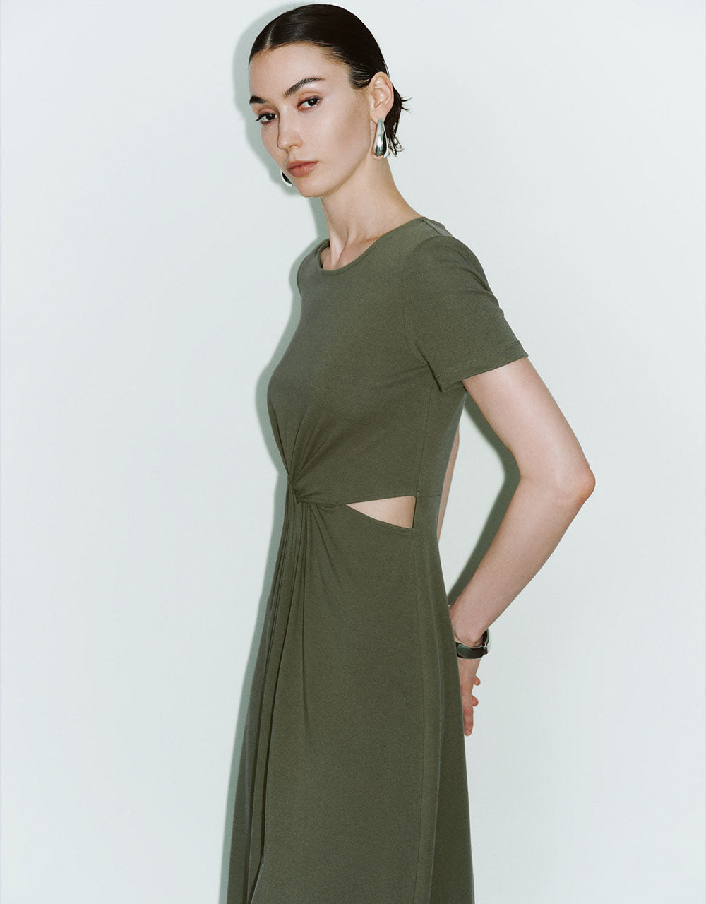 Cut-Out Crew Neck A-Line Dress