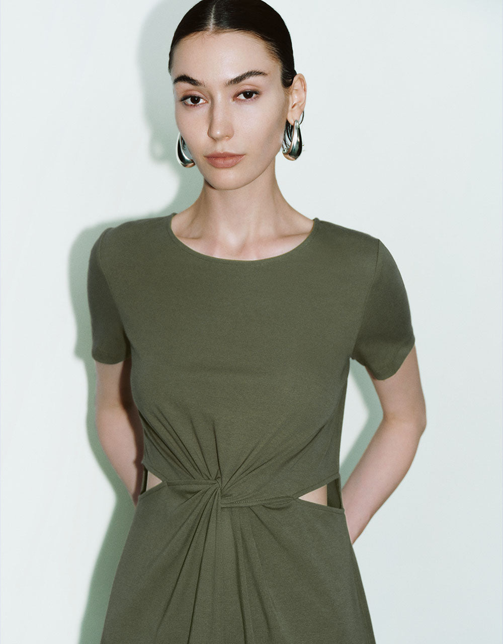 Cut-Out Crew Neck A-Line Dress