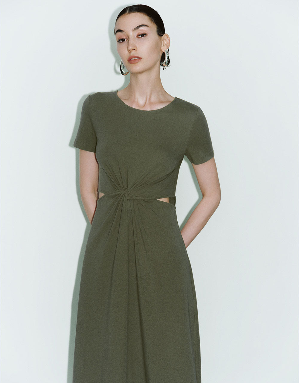 Cut-Out Crew Neck A-Line Dress