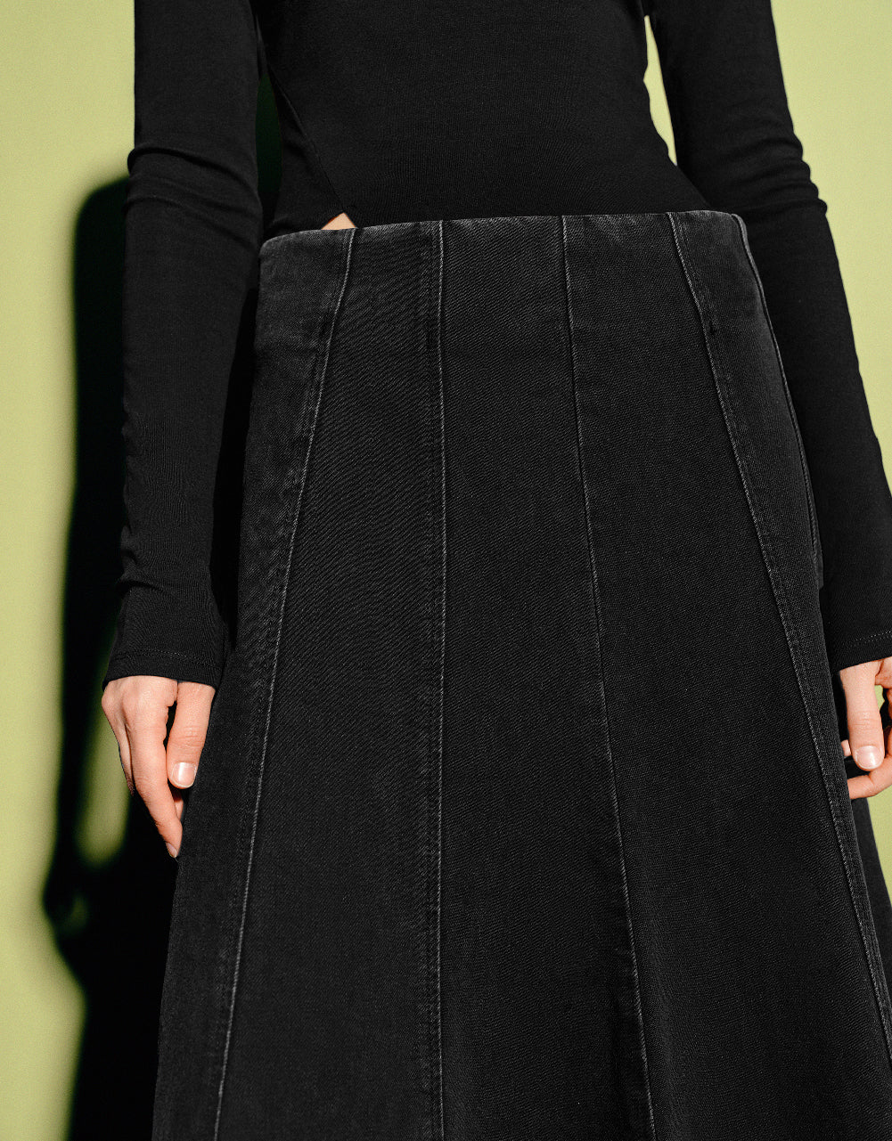 Midi A-Line Denim Skirt