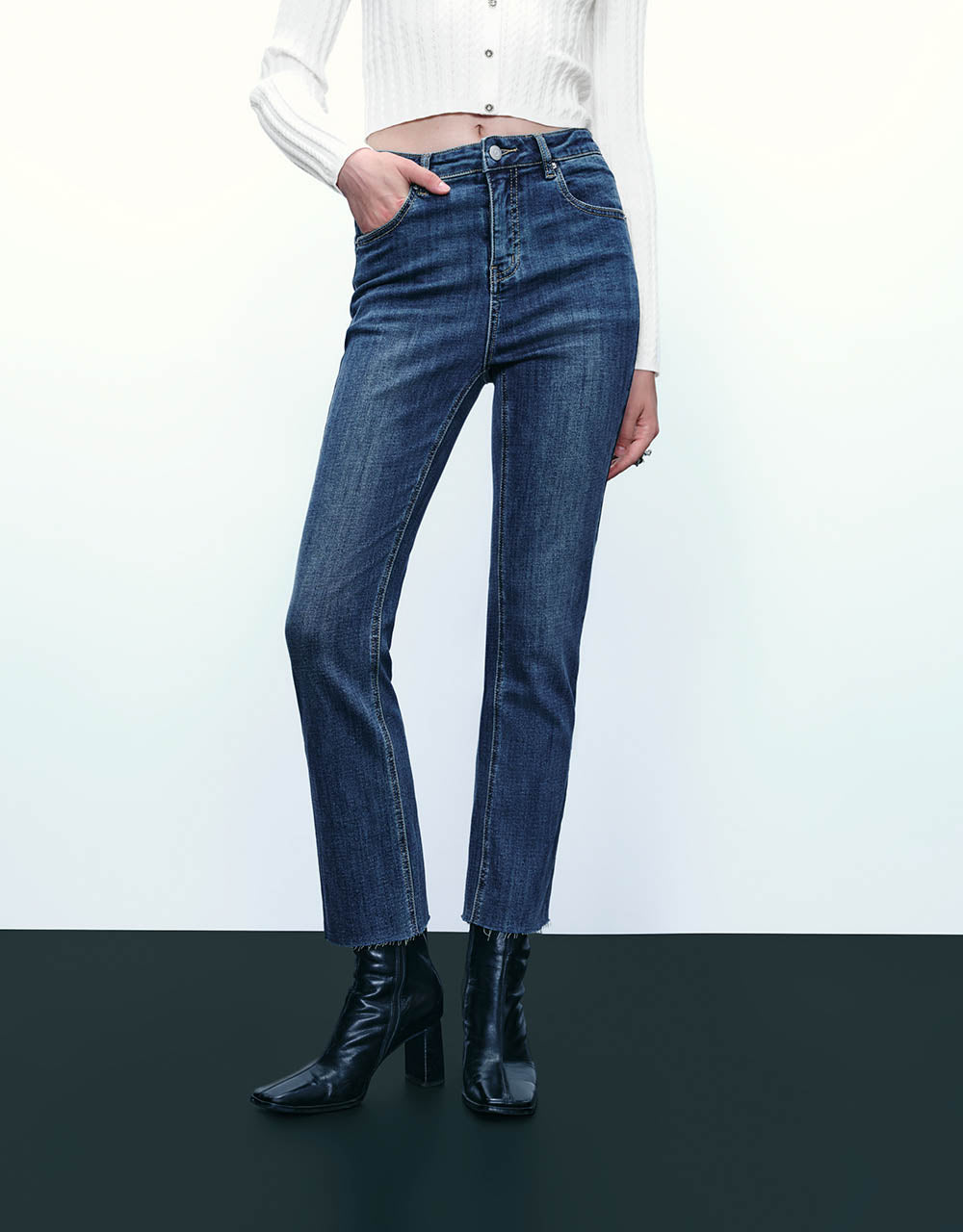 Split Hem Straight Jeans