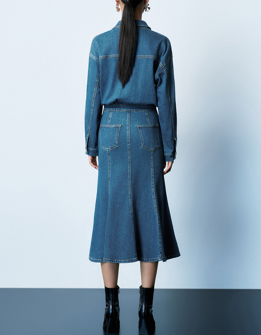 Lapel Denim Dress