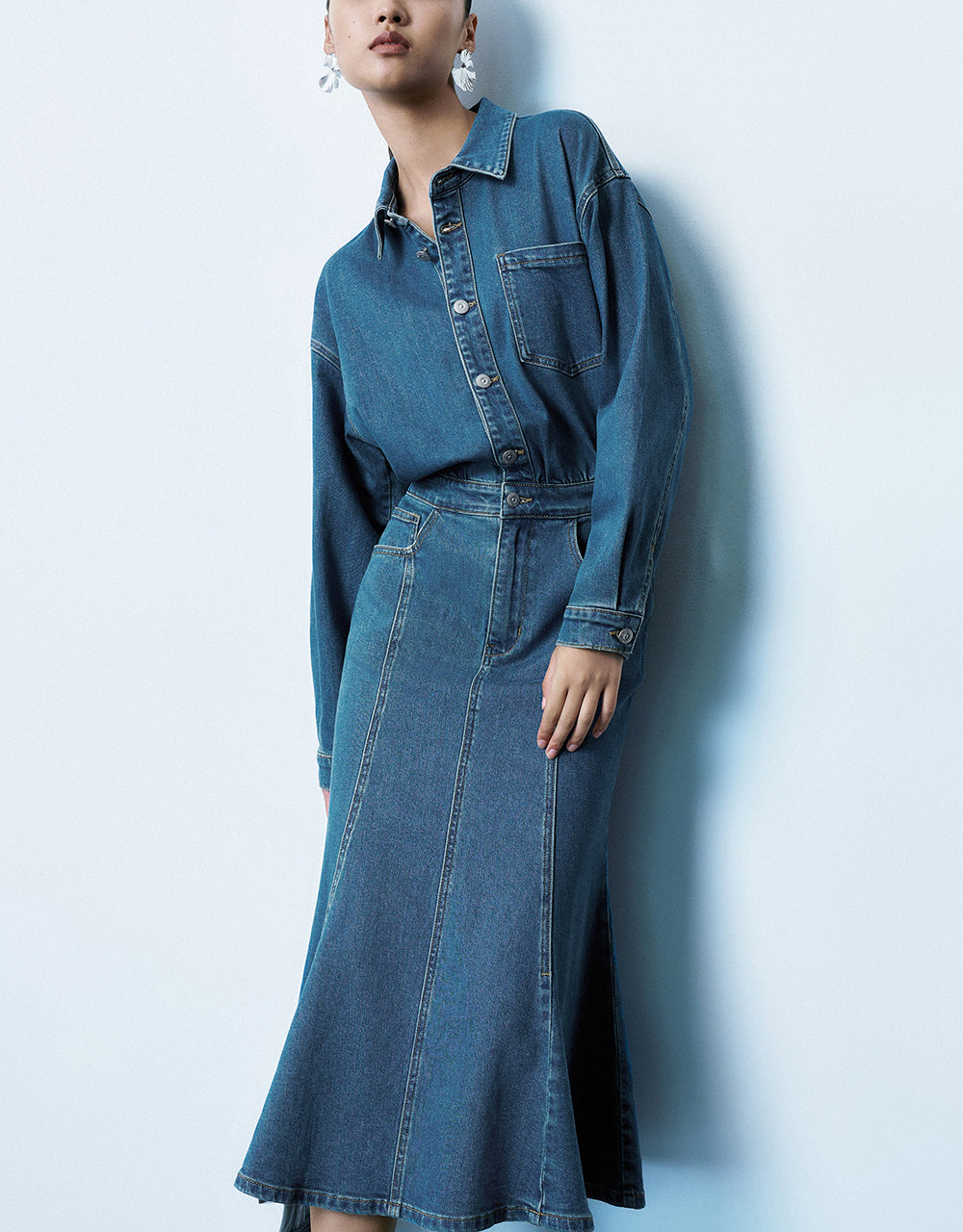 Lapel Denim Dress