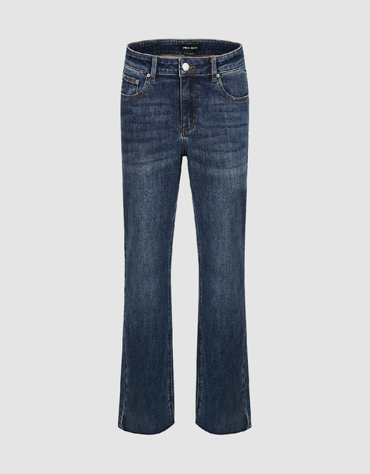 Raw Hem Straight Jeans