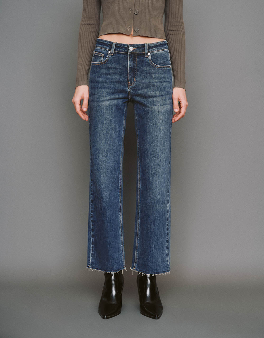 Raw Hem Straight Jeans