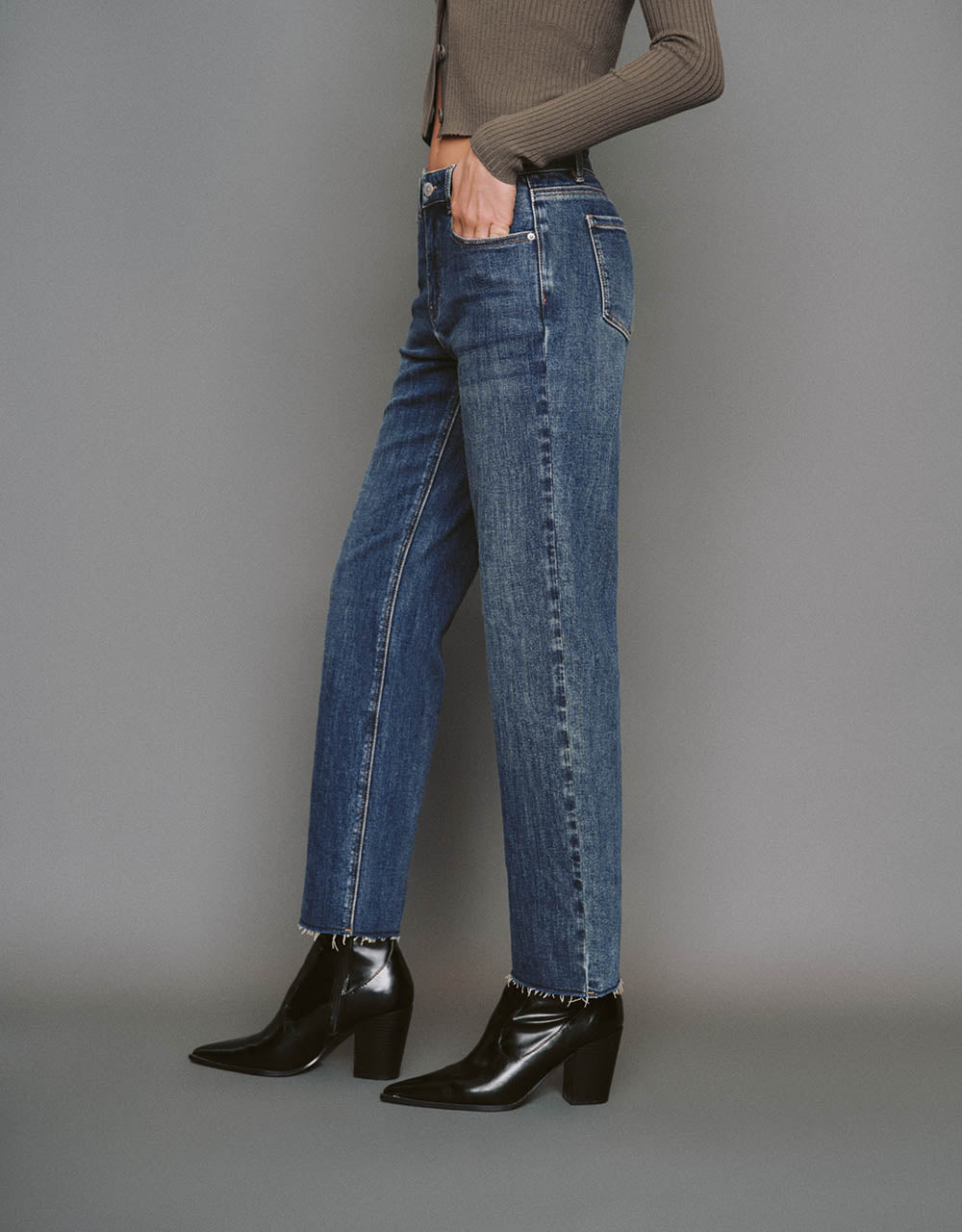 Raw Hem Straight Jeans