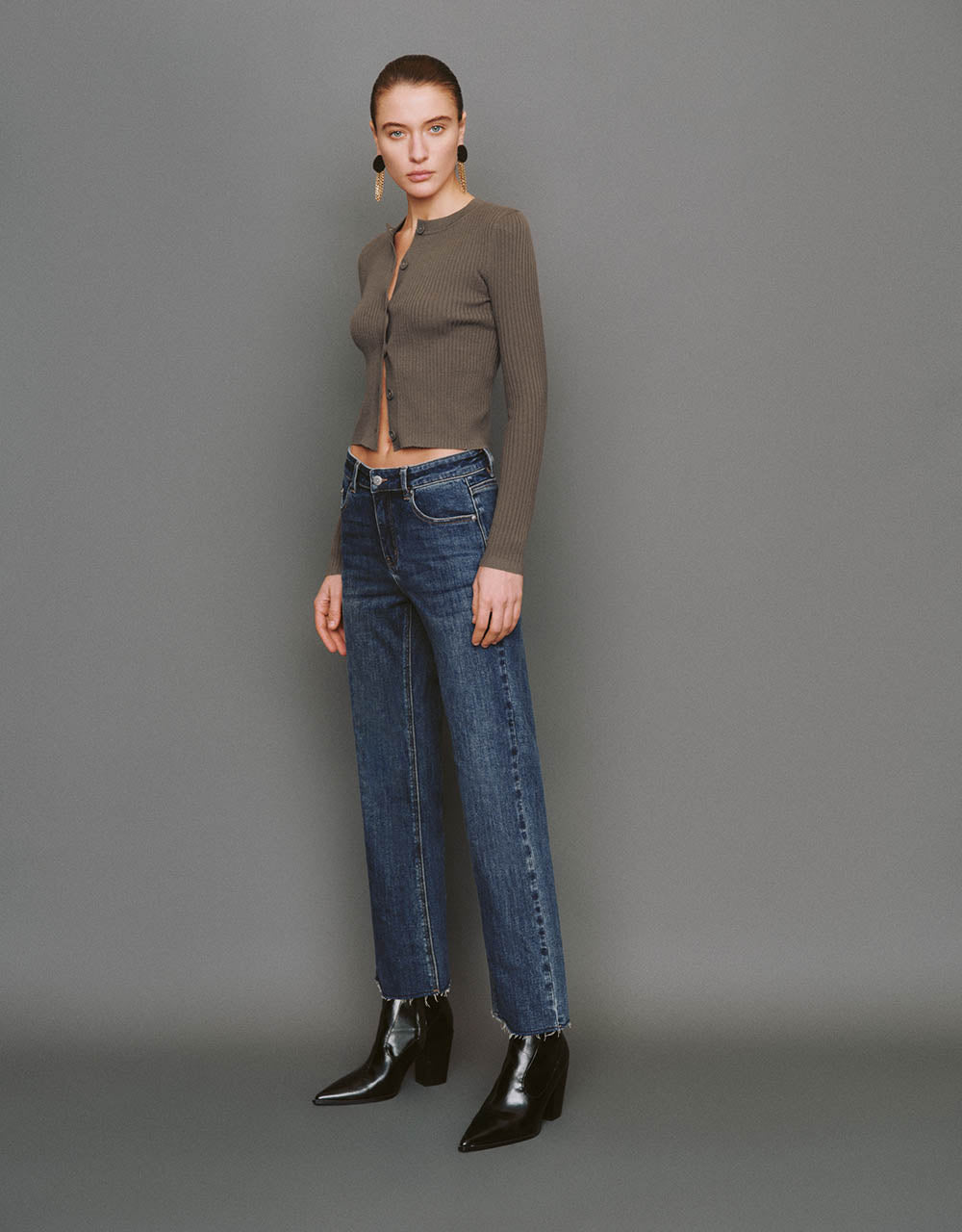 Raw Hem Straight Jeans