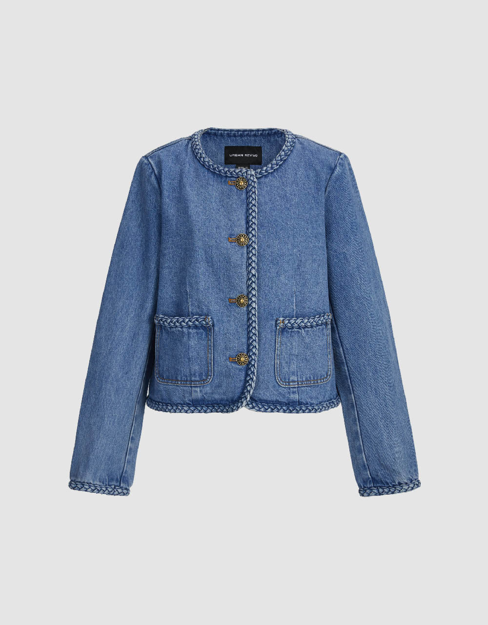 Crew Neck Denim Jacket