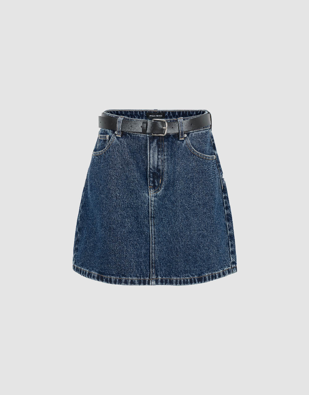 Mini A-Line Denim Skirt With Belt