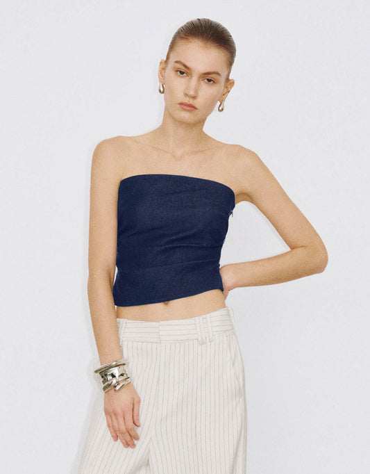 Off-Shoulder Denim Tube Top