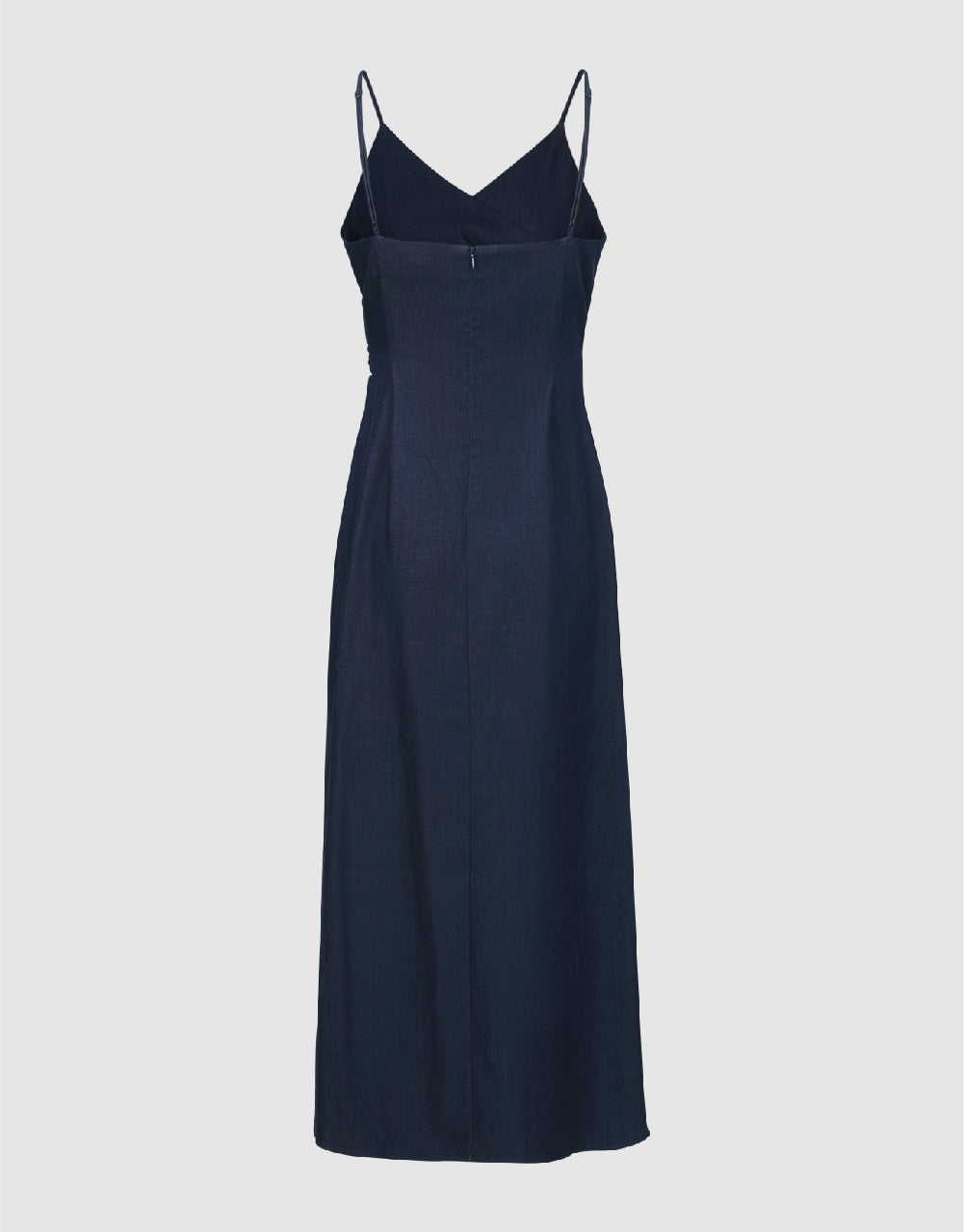 Ruched V-Neck Denim Cami Dress