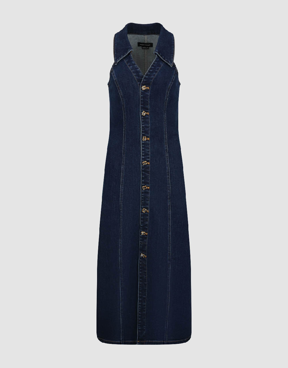 Sleeveless Lapel Denim Dress