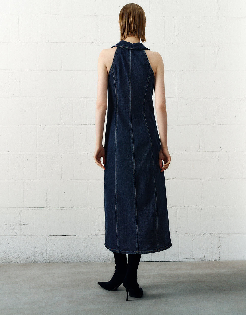 Sleeveless Lapel Denim Dress