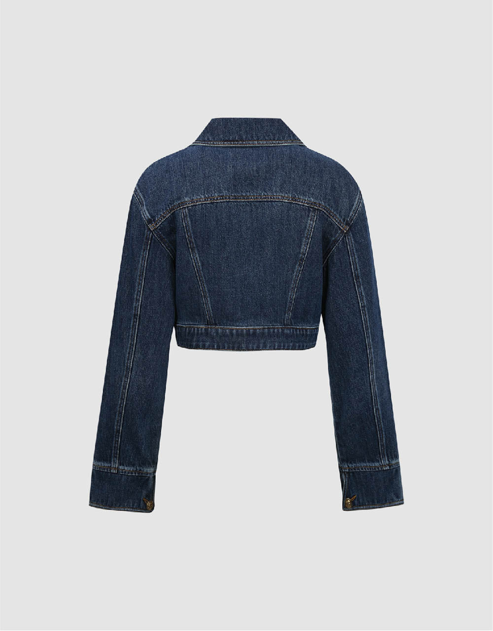 Cropped One Button Denim Jacket