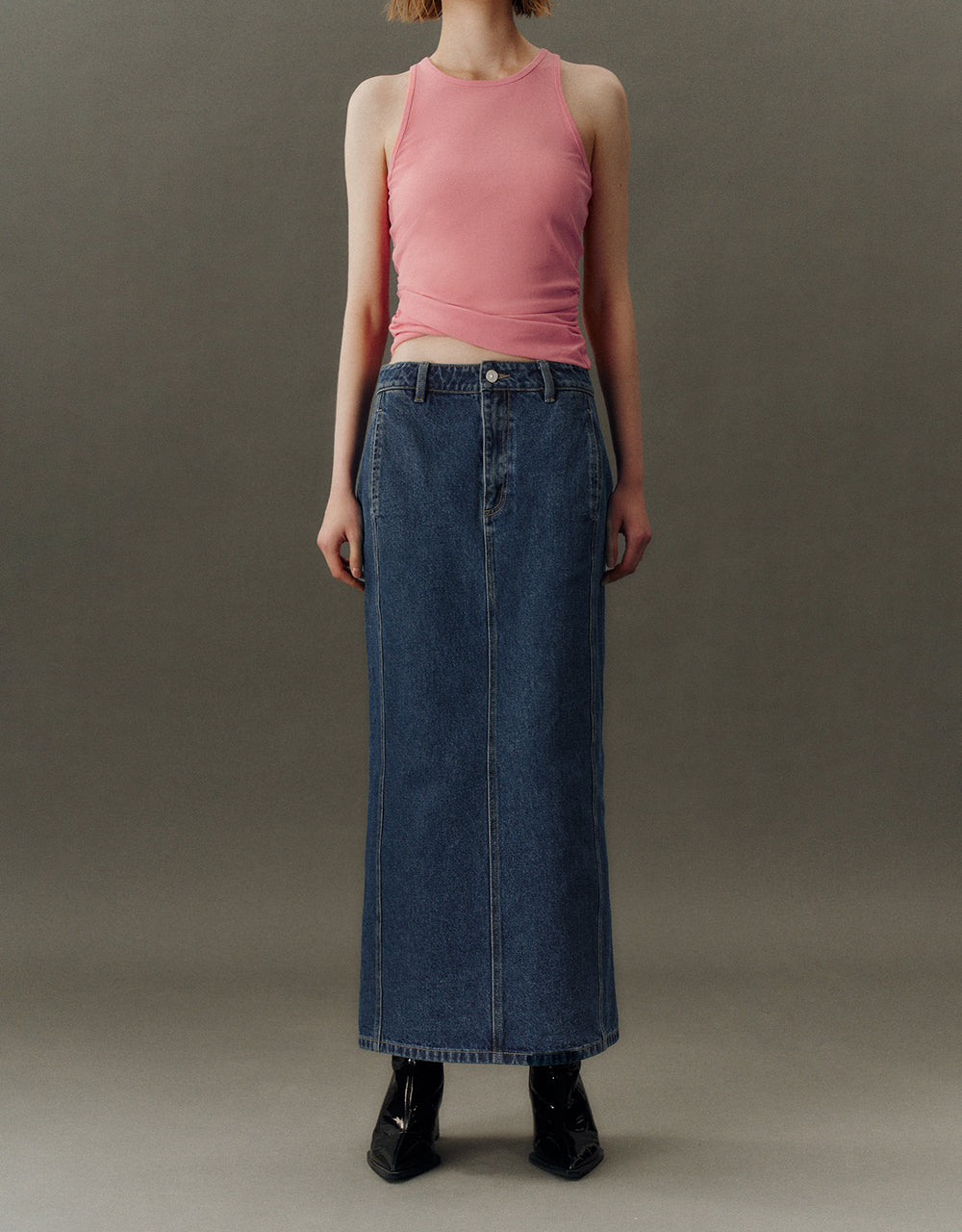 Midi Straight Denim Skirt