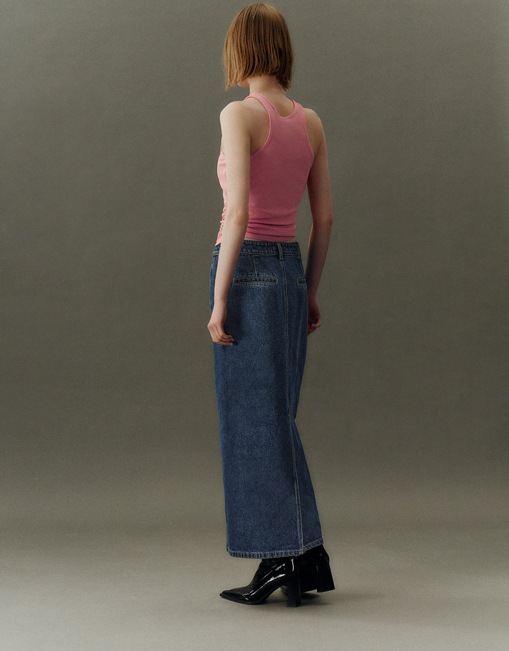 Midi Straight Denim Skirt